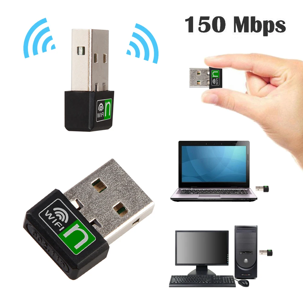 

USB WiFi Wireless LAN Network Adapter 802.11 n/g/b 150Mbps Mini Wireless WiFi USB Adapter Laptop Network Card