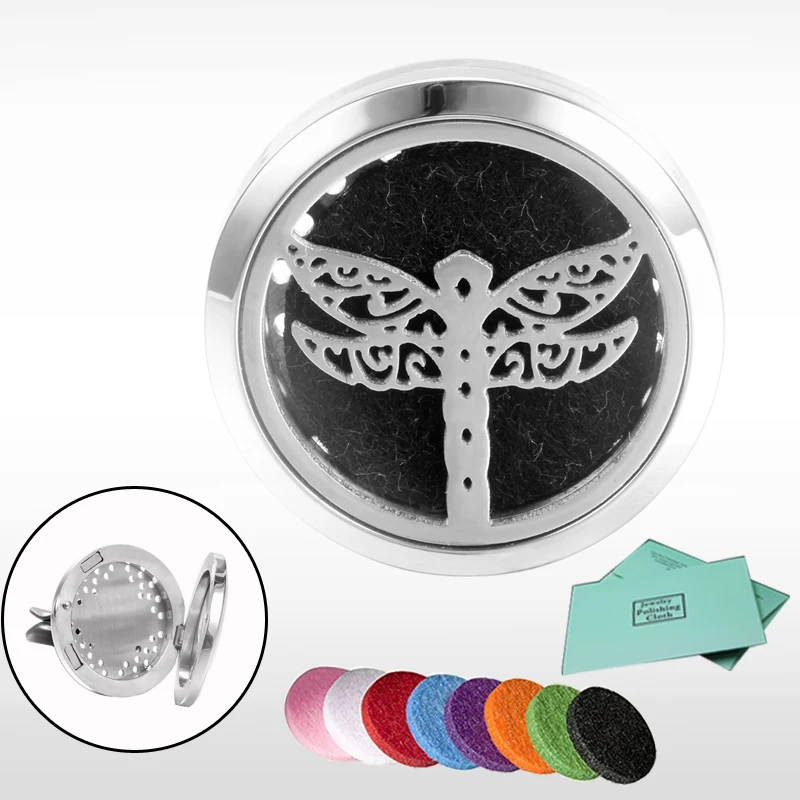 

30mm Stainless Steel Air Freshener Aromatherapy Perfume Car Diffuser Locket Clover Random Send 8pcs Oil Pads as Gift