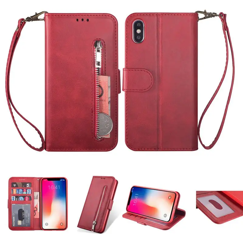Flip Leather Wallet Case Cover Imitation Cowhide Zipper Card Slot For iPhone 13 12 11 Pro Max XR XS MAX X 6 6S 7 8 Plus SE2020 11 phone case