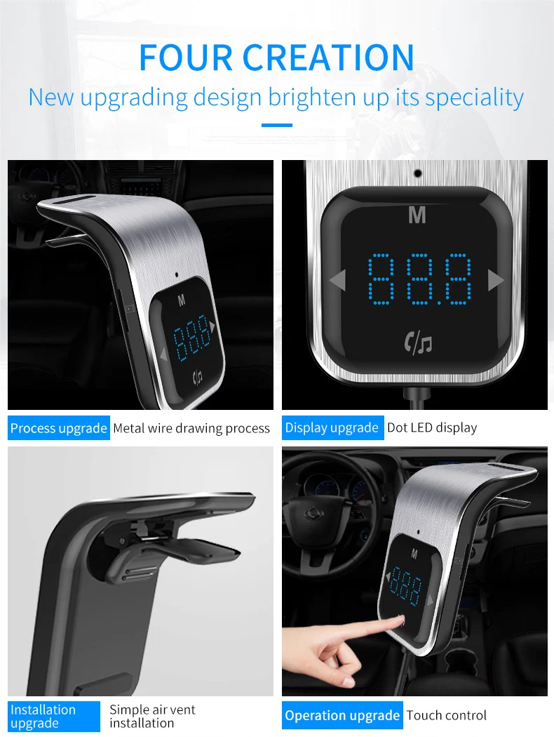 Автомобильный MP3-плеер CDEN с сенсорным экраном и кнопкой громкой связи, Bluetooth приемник, автомобильный fm-передатчик, музыкальный плеер, USB Автомобильное зарядное устройство