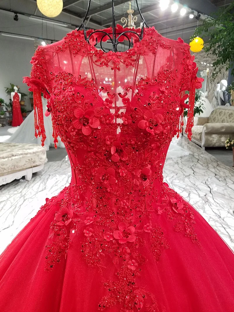 Платье принцессы Розовые платья для выпускного вечера Лидер продаж цветы кружево с аппликацией и бисером бальное платье с цельнокроеным рукавом О-образным вырезом развертки поезд на шнуровке, вечерние