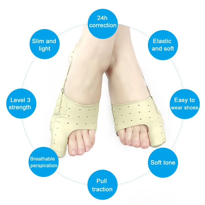 1pair Toe Separator Hallux Valgus Corrector Orthotics Feet Bone Thumb Adjuster Correction Pedicure Sock Straightener Foot Care