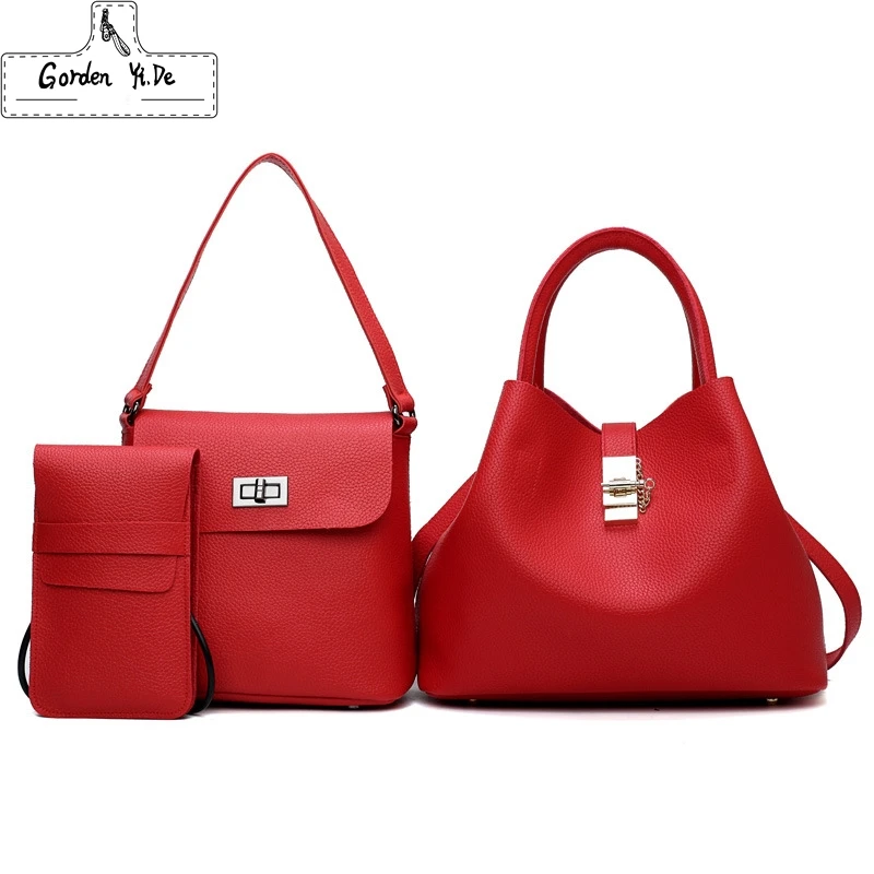 

3 pieces 2019 Vintage Women's Handbags Fashion Brand Candy Shoulder Bags Ladies Totes Simple Women Messenger Bag