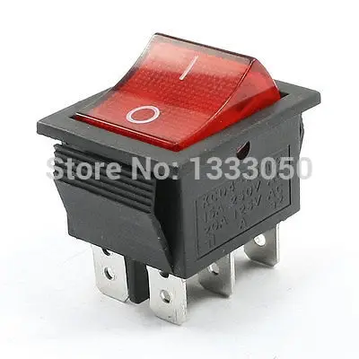 

FREE SHIPPING 15A 250VAC 20A 125VAC Red Pilot Lamp DPDT Snap In Mounting 6 Pin Rocker Switch