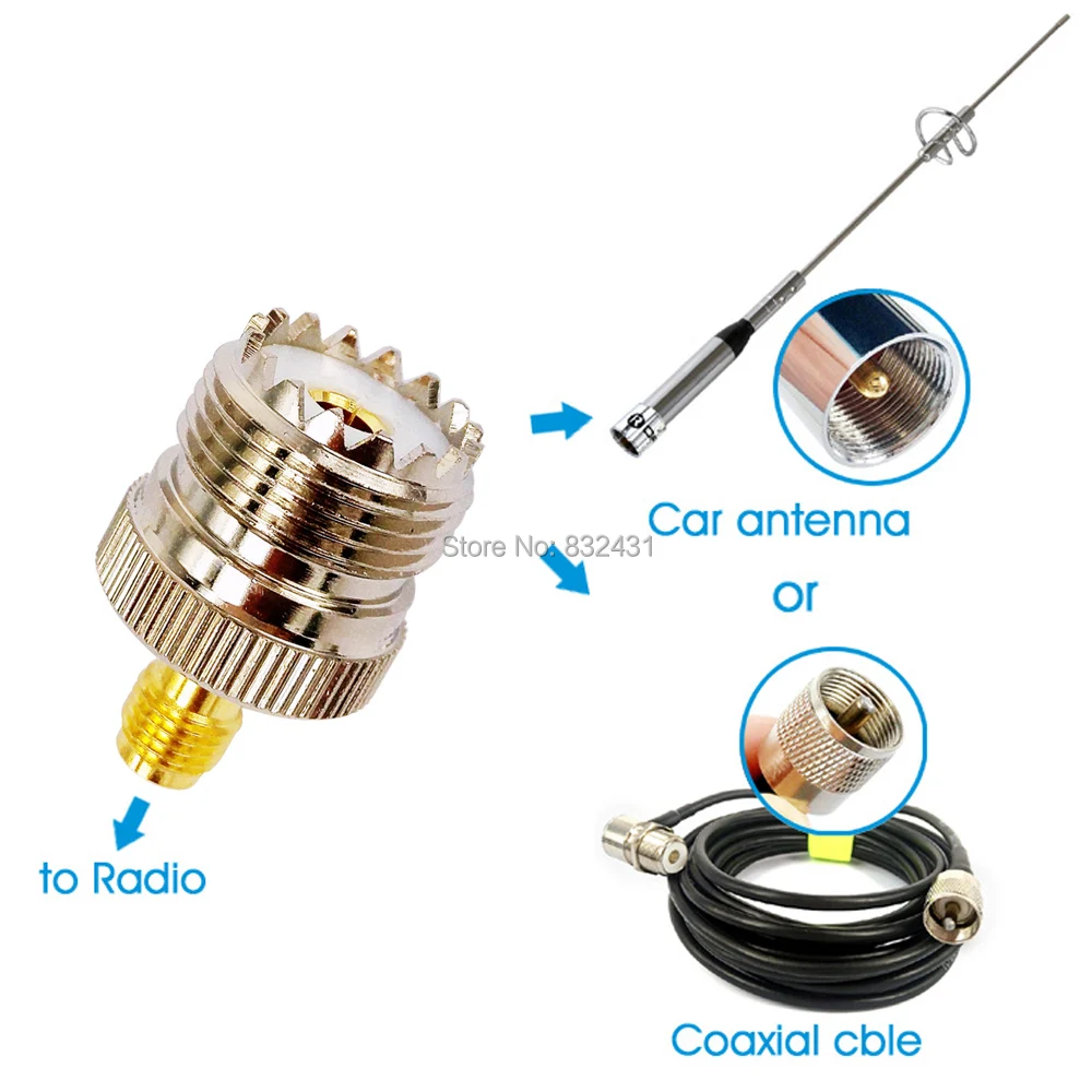 SMA Female to UHF Female RF Coaxial Coax Connector  Adapter 8