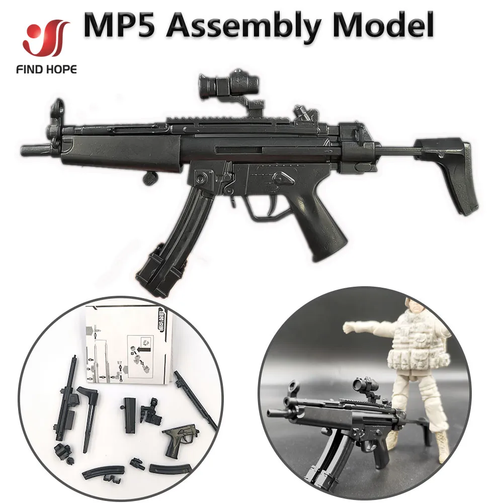 8 шт. 1/6 игрушечный пистолет Модель MP5 HK53 UZI MK18 KRISS VECTOR MP7 Пазлы Строительные кирпичи пистолет солдат оружие+ настенный дисплей