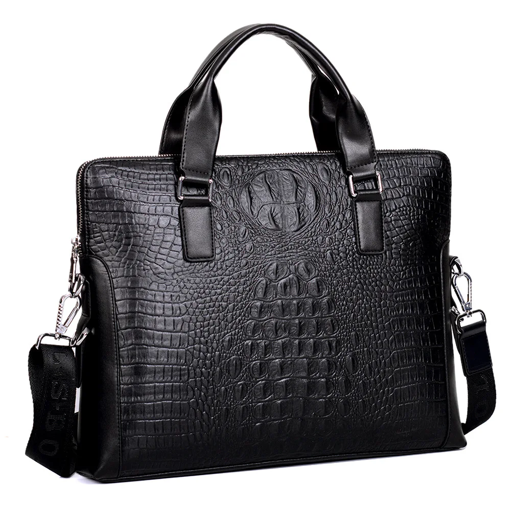 

Men's Business Bag Crocodile Pattern PU Leather Messenger Bag Male Casual Shoulder Bag Men's Briefcase Laptop Crossbody Bag