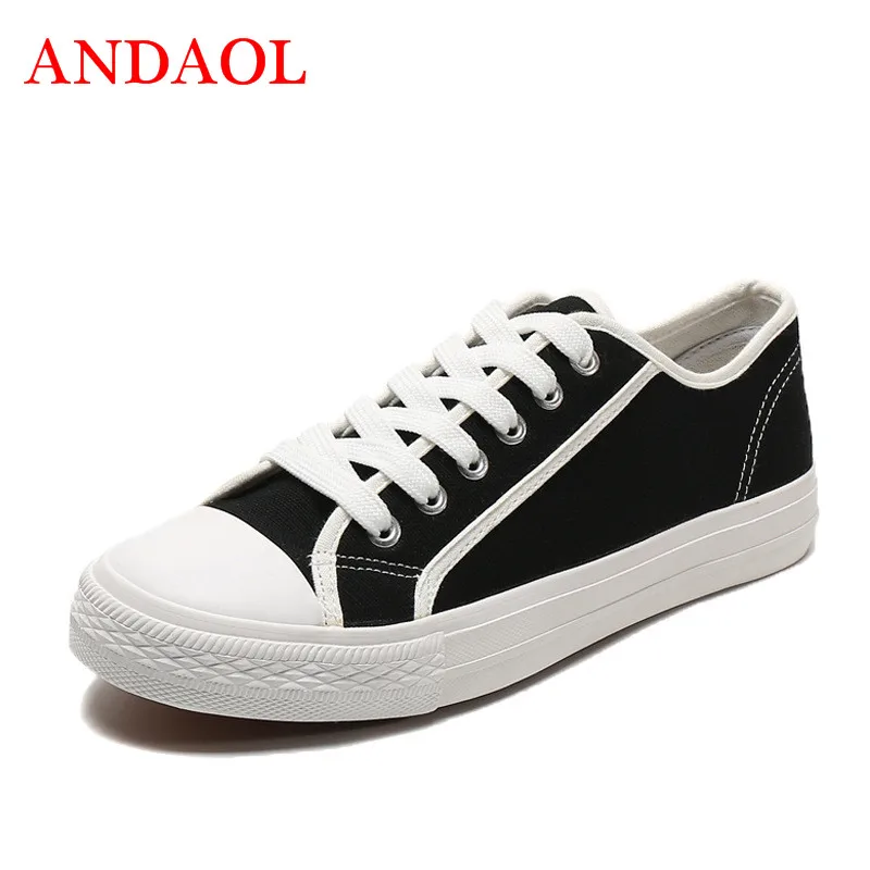 

ANDAOL Mens Canvas Shoes Summer Fashionable Youth Sneakers Breathable Walking Casual Shoes Tenis Feminino Student Lace Up Flats