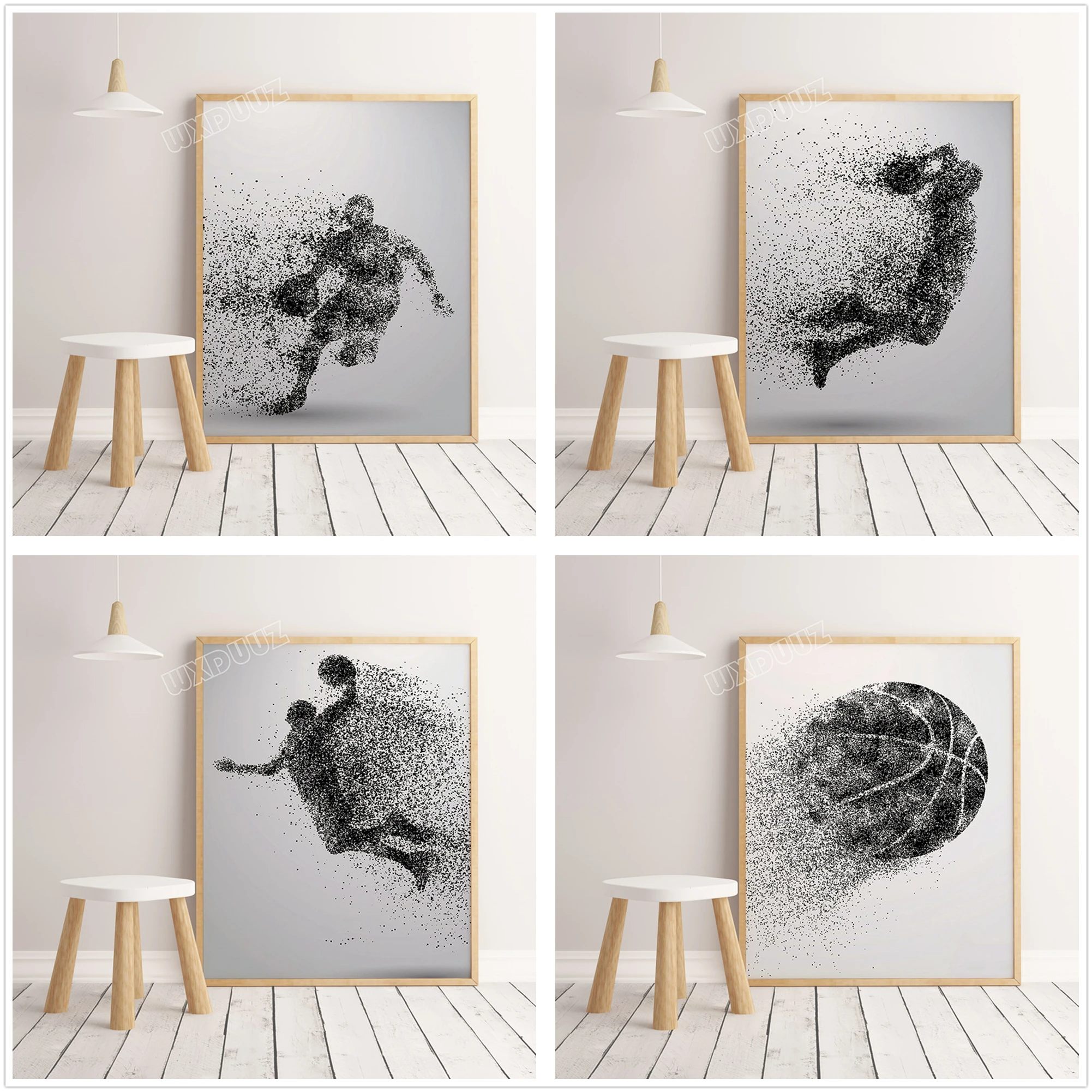 

Watercolor basketball poster abstract sport painting living room home decor Art Decor Nursery Kids Room canvas painting K308