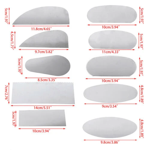 

10PCS Steel Cutter Ceramic Tools Steel Serrated Scraper Pottery Clay Steel Scraper for Polymer Clay Scraper Pottery Tools