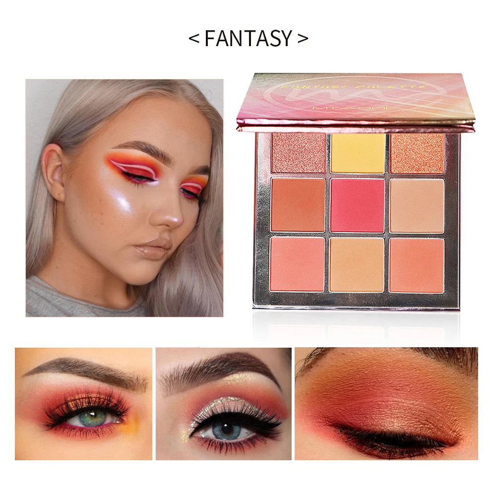 

Miaool 9 Colors Shimmer Matte Eyeshadow Palette Warm Tone Eye Shadow Makeup Palette Beauty Pink Eye Make Up Set