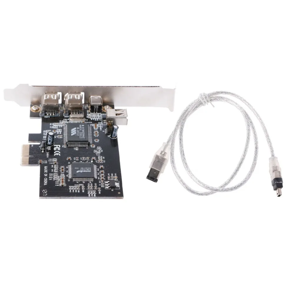 1 компл. PCI-e 1X IEEE 1394A 4 Порты и разъёмы (3 + 1) firewire карты адаптер с 6 Pin до 4 Pin IEEE 1394 кабель для настольных ПК