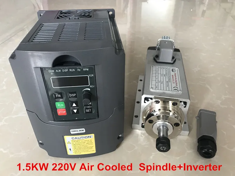 

2018 CNC Router Spindle Motor 1.5KW Air Cooled Machine Tool Spindle + 220V/1.5KW Inverter