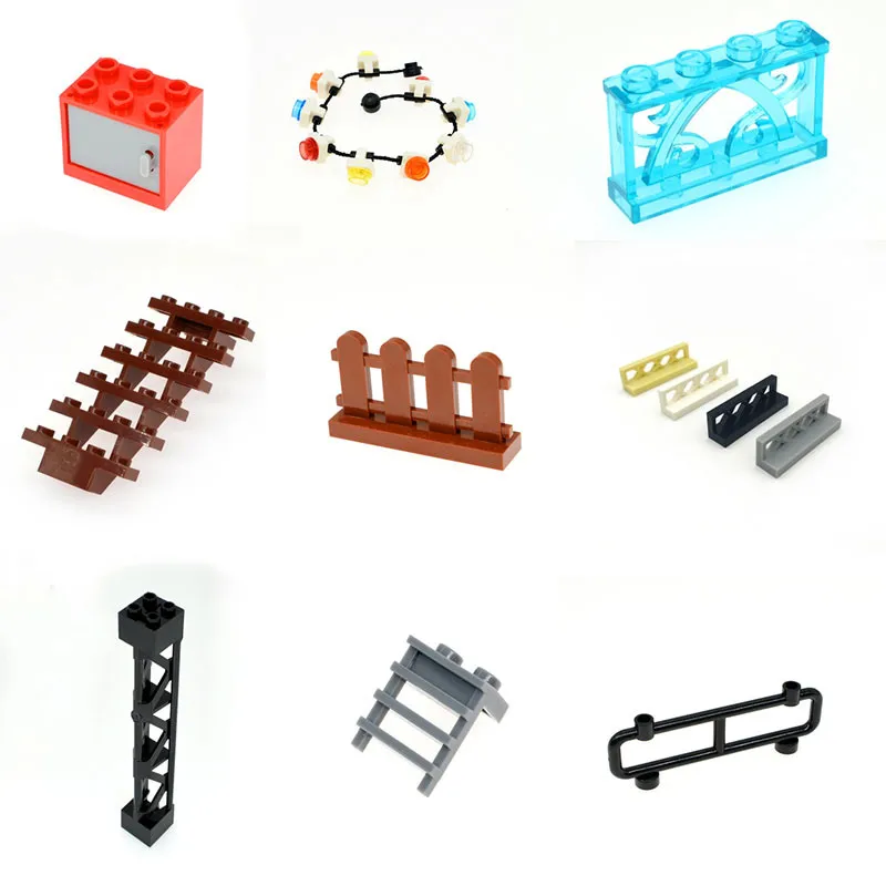 Urban house accessories building blocks fence railroad shell barrier garden ladder stairs assembly bricks LegoINGly toy friends