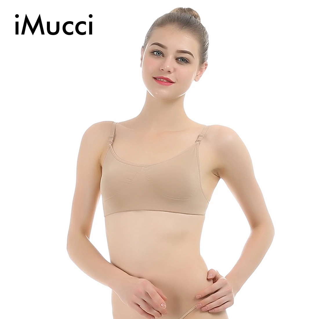 iMucci Professional Backless Beige Ballet Dance Bra Adjustable Shoulder Strap Women Freebra