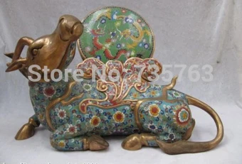 

xiuli 002086 Chinese Regius Palace 100% Pure Bronze cloisonne OX Bull cattle Zun statuary