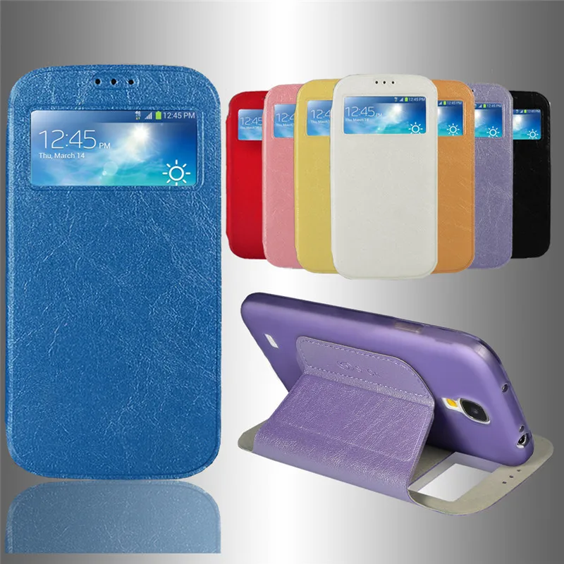 

For Samsung Galaxy S4 I9500 View Window Case PU Leather Stand Case Flip Cover Skin With Automatic Smart Sleep Function