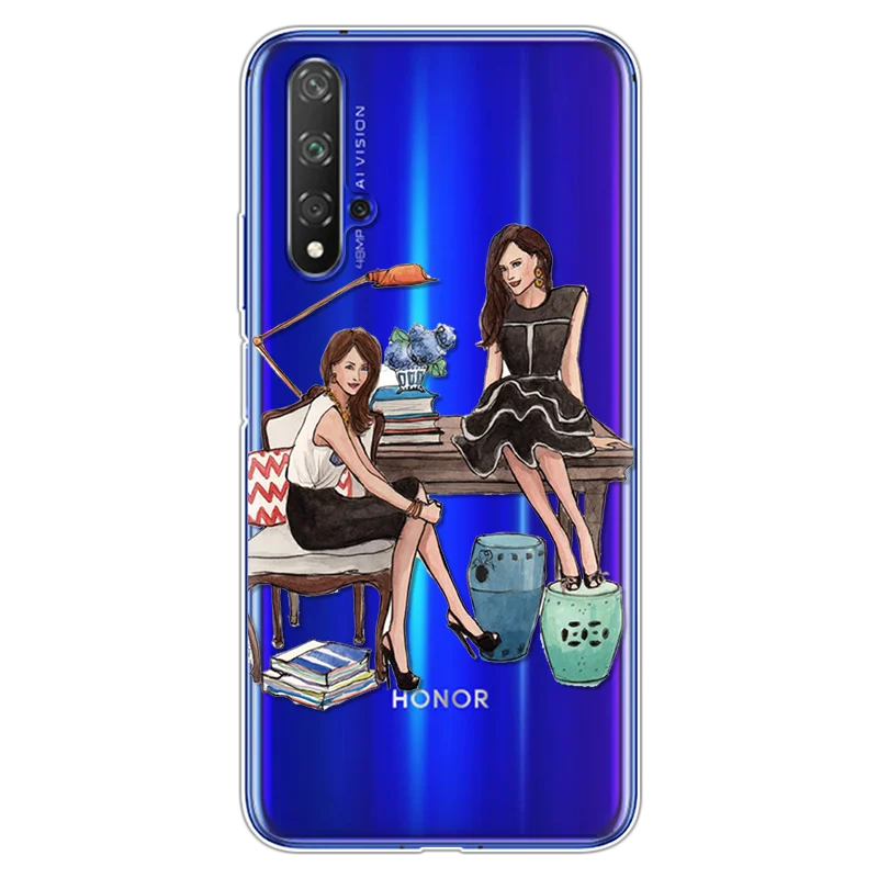 Модные черно-коричневые накладки для мамы и дочки, для huawei Honor 20, чехол s 6,2", мягкие чехлы из ТПУ для huawei Honor 20 Pro, чехол