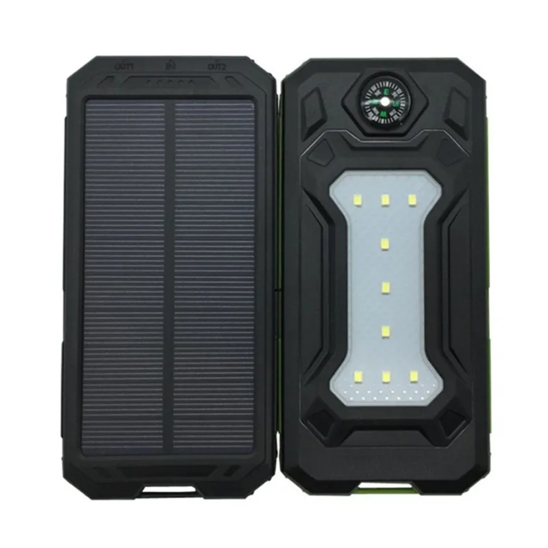 Солнечное зарядное устройство 20000 мАч, водонепроницаемый внешний аккумулятор, резервный внешний аккумулятор 20000 мАч, зарядное устройство для телефона, Led Pover Bank