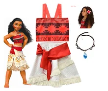 2019 Princess Moana Cosplay Costume for Children Vaiana dress Costume with Necklace for Halloween Costumes for Kids Girls Gifts 2019 Princess Moana Cosplay Costume for Children Vaiana dress Costume with Necklace for Halloween Costumes for Kids Girls Gifts