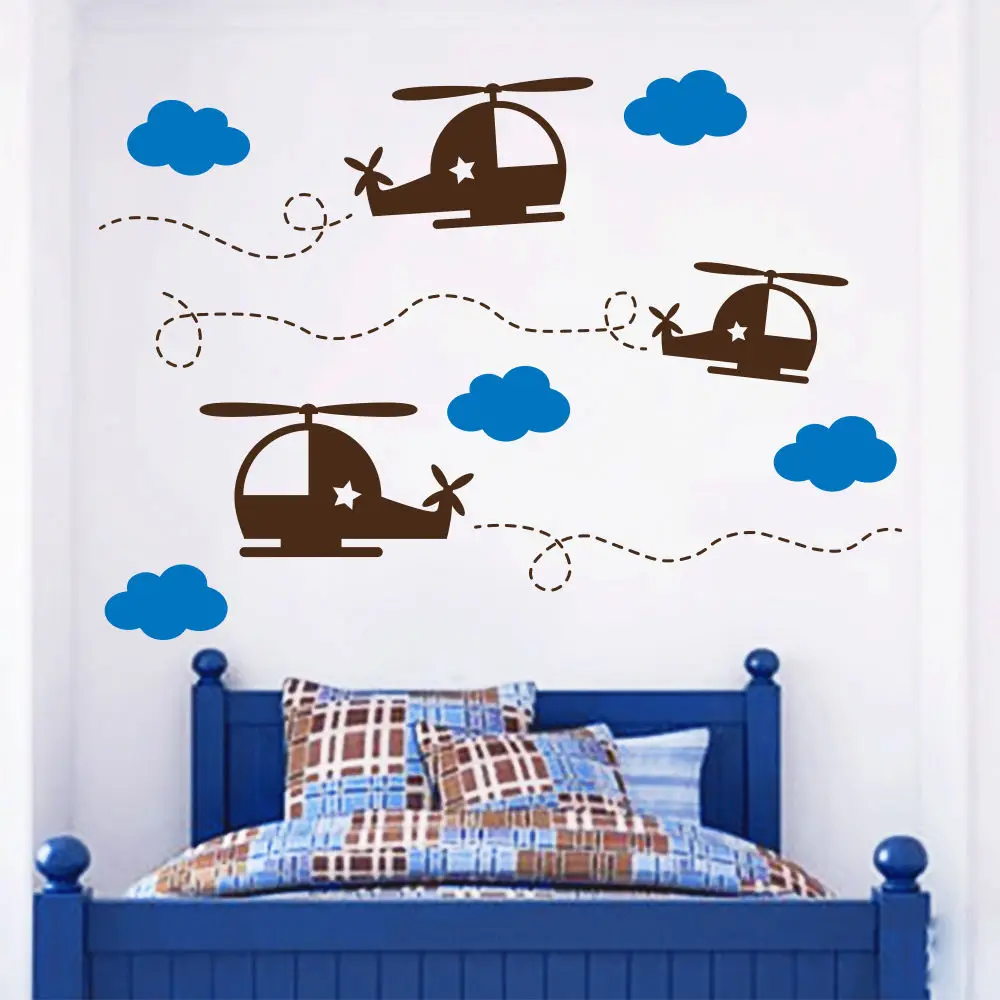 Removable 3 Airplane Clouds Wall Decal DIY Kids Room Decoration Wall