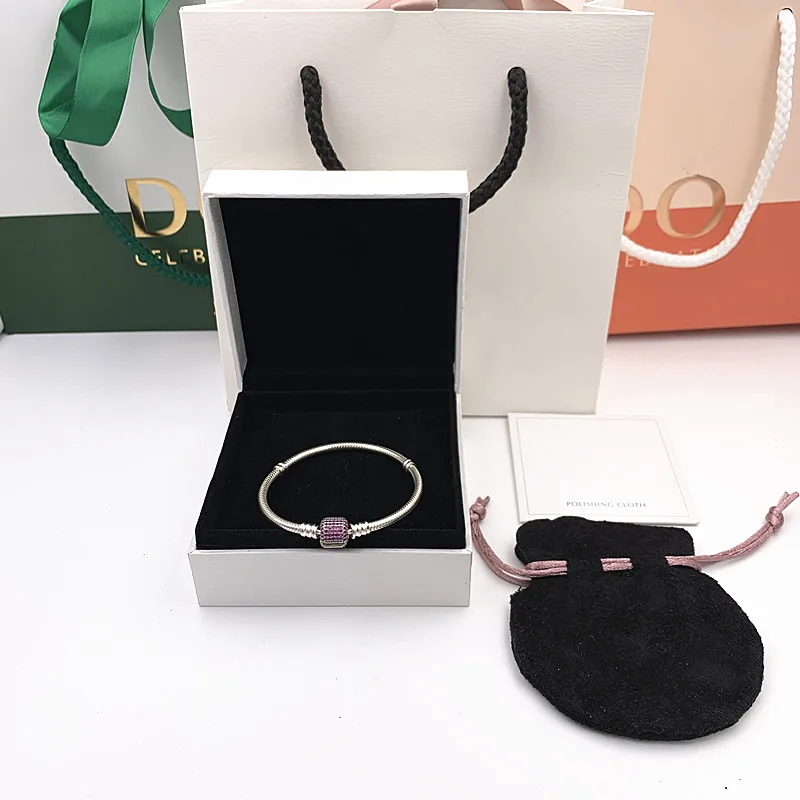 

2019 NEW Charm logo Engraved 925 bracelet pandoras bangle for women jewelry gifts,1pz