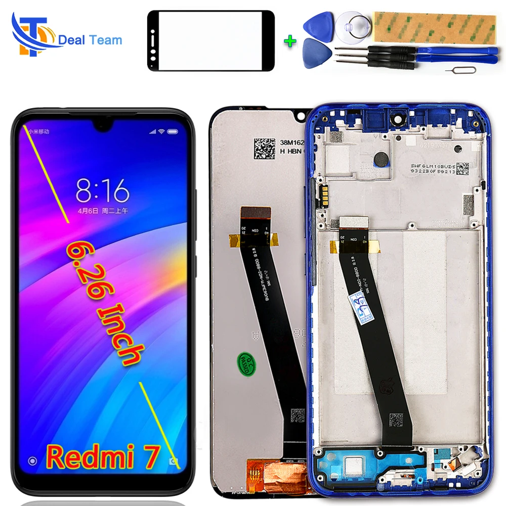 

AAA quality LCD display For Xiaomi Redmi 7 Touch Screen 6.26 inch Digitizer Assembly Redmi7 Snapdragon 632 Frame Tool Glass film