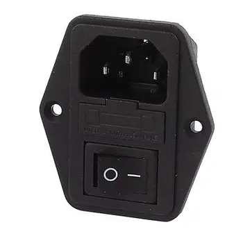 

AC 250V 10A 3Pin Black Rocker Switch Fuse Holder Inlet Power Socket Screw Mount