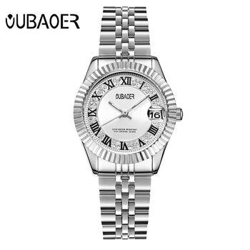 

OUBAOER Fashion Auto Date Women Watches Stainless Steel Quartz Lady Watch Casual Female Wristwatches Relogios Feminino 6090LC