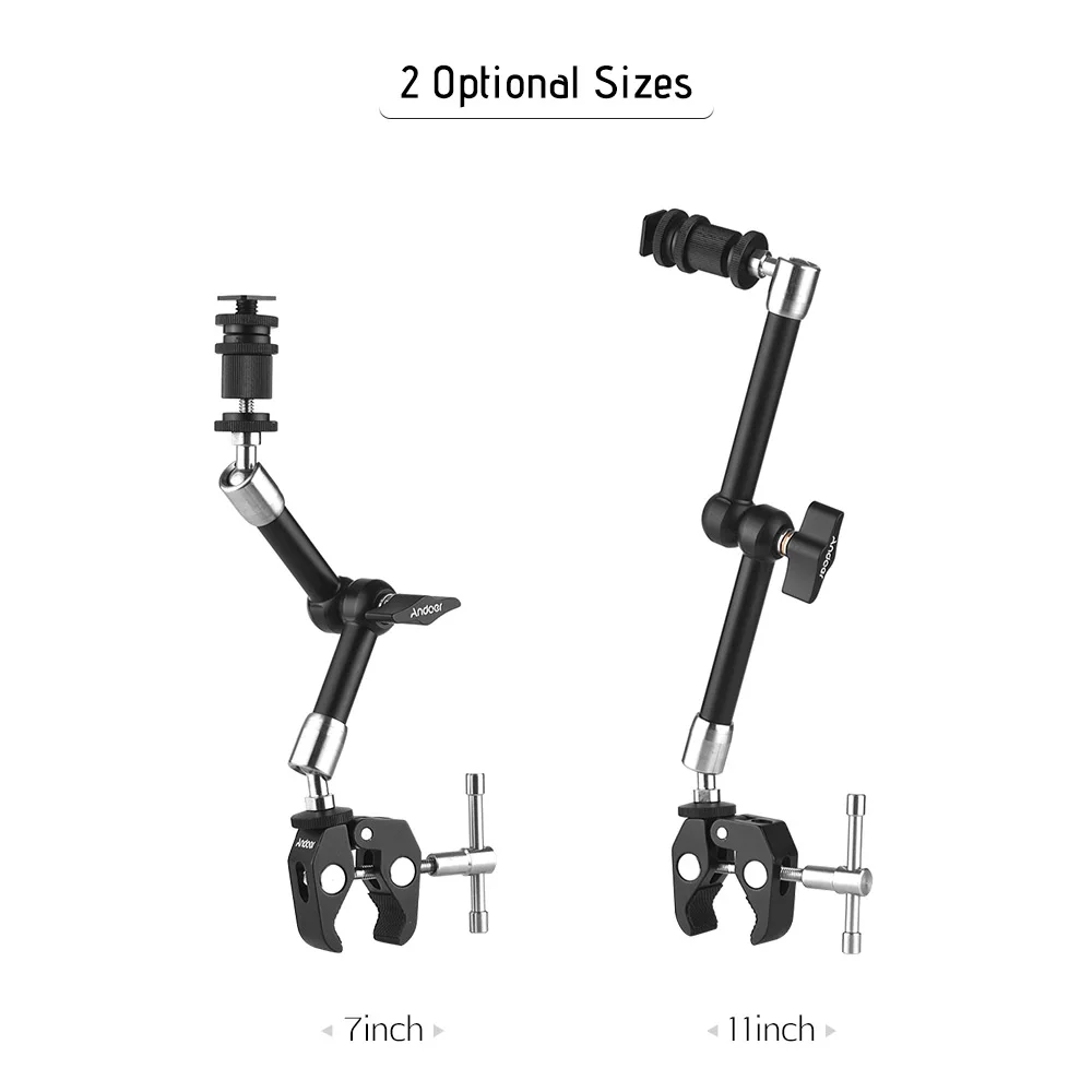 

Andoer Stainless Steel Articulating Friction Arm w/ Adjustable Pliers Clip for DSLR Cam Rig/Monitor/LED Light/Flash/Microphone