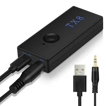 

New TX8 Bluetooth Receiver Adapter Transmitter 1-for-1 Bluetooth 3.0 EDR TV Audio Column Blutooth Receptor for TV Headphones