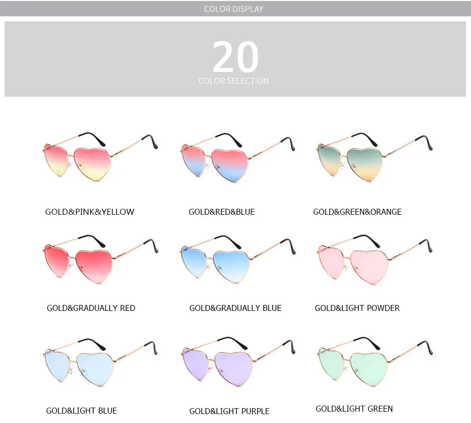 Новинка, модные женские солнцезащитные очки в форме сердца, брендовые дизайнерские металлические светоотражающие солнцезащитные очки для женщин, зеркальные