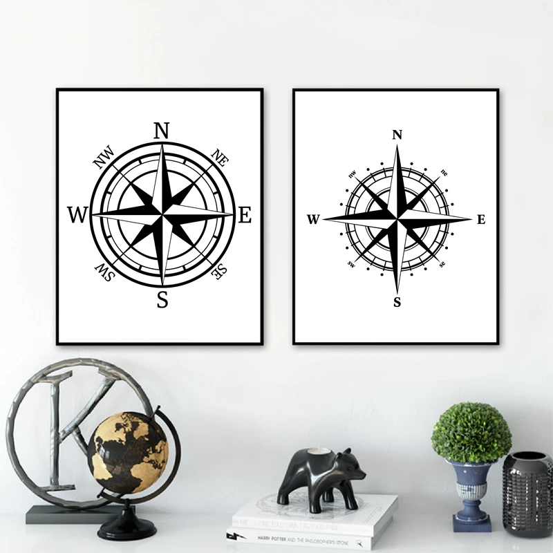 Nautical Compass Canvas Painting Home Decor