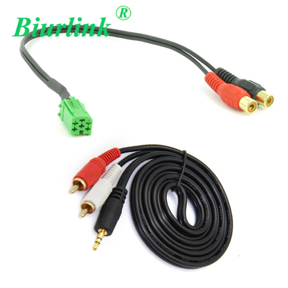 Car Audio RCA Input ISO 6Pin to 2RCA Cable Adapter for Renault Carminat