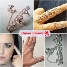 Meetcute Hot-Selling Occident Mulheres Chic Alloy + Strass Cristal Brilhante Anel Floral Partido Celebridade Ligação Completa 2 Dedo anéis