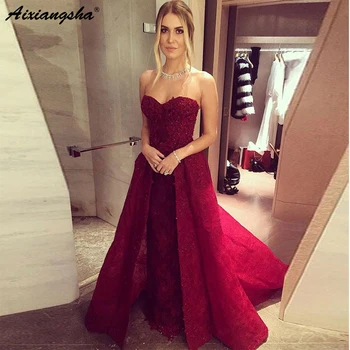 

Dark Red Evening Dresses Long 2019 Strapless Lace Evening Dress Styles Cheap Prom Dresses Beaded Formal Party Gowns For Prom