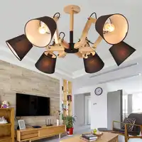 Loft OaK Wooden Spider Modern Creative Handmade Wood E27 Bulb Hanging Pendant Lights fixture de techo colgante