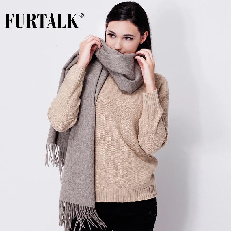 FURTALK 100% Lamb Wool Scarf for Women Wool Pashmina Bandana Winter Spring Long Women Scarf Shawls Female FURTALK 100% Lamb Wool Scarf for Women Wool Pashmina Bandana Winter Spring Long Women Scarf Shawls Female