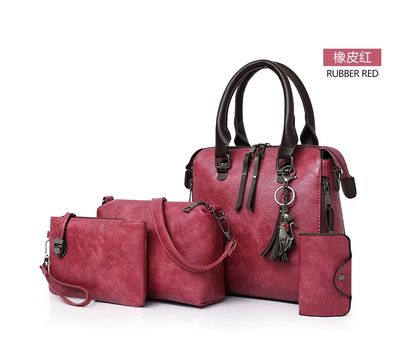 Новые Роскошные Сумки женские Сумки Дизайнерская модная эффектная Сумочка Ретро сумка через плечо композитная сумка из четырех частей - Цвет: HTS005 Rubber Red