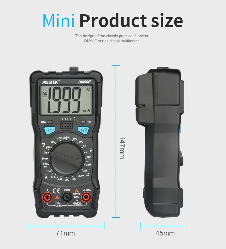 MESTEK DM90E мультиметр DC/AC Измеритель сопротивления тока NCV True RMS портативный цифровой мультиметр измерительный инструмент