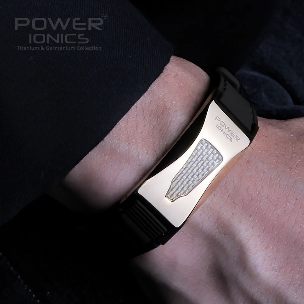 Часы браслет с надписью Power Ionics 3000 ионов/cc Ironman Titanium Germanium F.I.R из углеродного