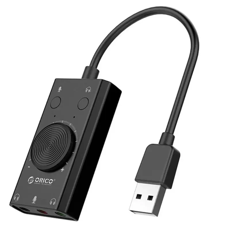 ORICO SC2 Внешний USB 2,0 Звуковая карта регулируемый объем 15 Гц-25 кГц 3-Порты и разъёмы наушники с микрофоном адаптер звуковой карты для ПК компьютер