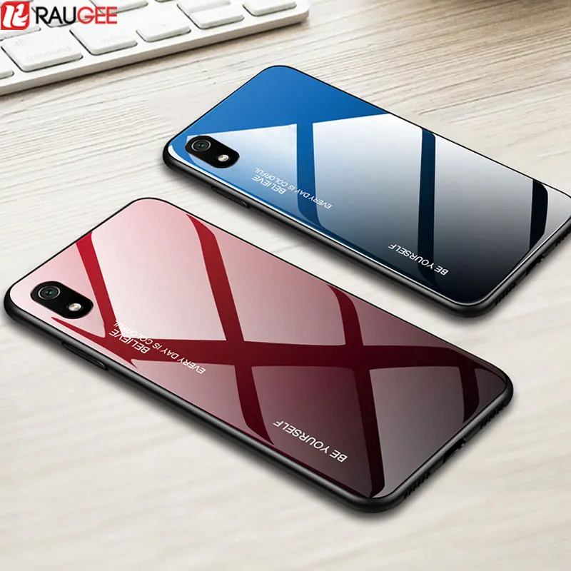 Твердый чехол для Xiaomi Redmi 7A из закаленного стекла с полной защитой мягкий