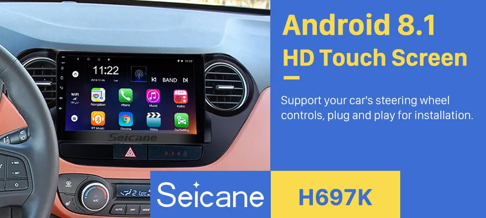 Top Seicane Android 7.1/8.1 GPS Navi Car Audio Radio For 2013 2014 2015 2016 HYUNDAI I10 LHD Touch Screen Multimedia Player 0