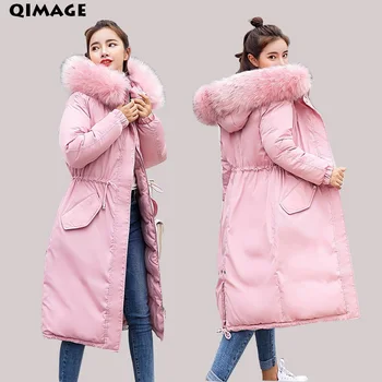 

Newest 2018 Women Winter Parkas Long Ladies Large Fur Collar Hood Parkas Thicken Down Cotton Jacket Outwear Plus Size Parka XXXL