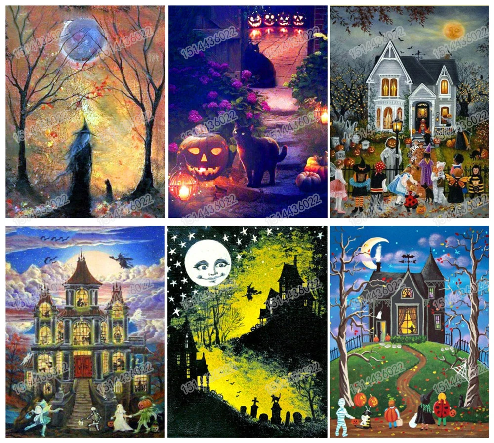 5D DIY Diamond Painting Halloween Needlework Cross Stitch Craft Home Decor Gifts