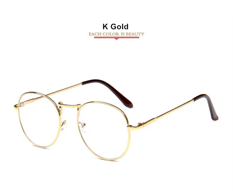 YOOSKE очки Оптические очки оправа круглые металлические очки прозрачные сверхлегкие близорукие очки оправа женские очки - Цвет оправы: K Gold
