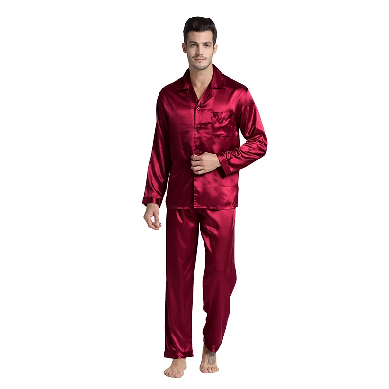 Tony& Candice Мужская шелковая пижама, набор мужских пижам, шелковая пижама, Мужская сексуальная Современная стильная мягкая уютная атласная ночная рубашка, мужская летняя - Цвет: As picture