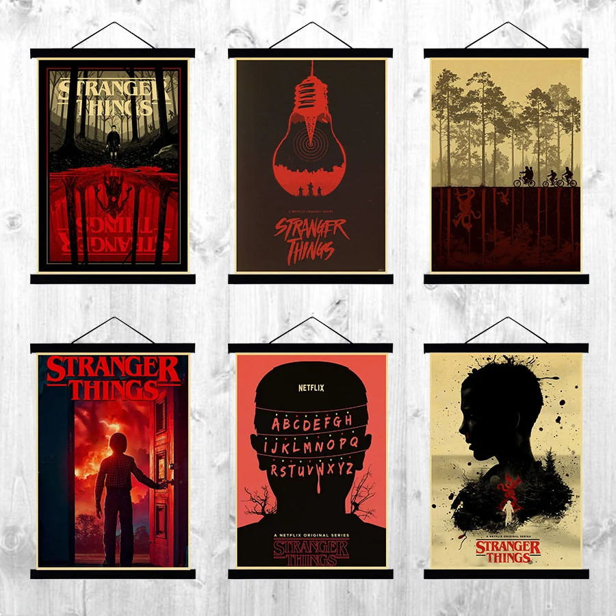 Us 1 85 15 Off Vintage New Enhanced Stranger Things Movie Retro Posters Home Decor Kraft Paper Clear Image Painting Wall Stickers In Wall Stickers
