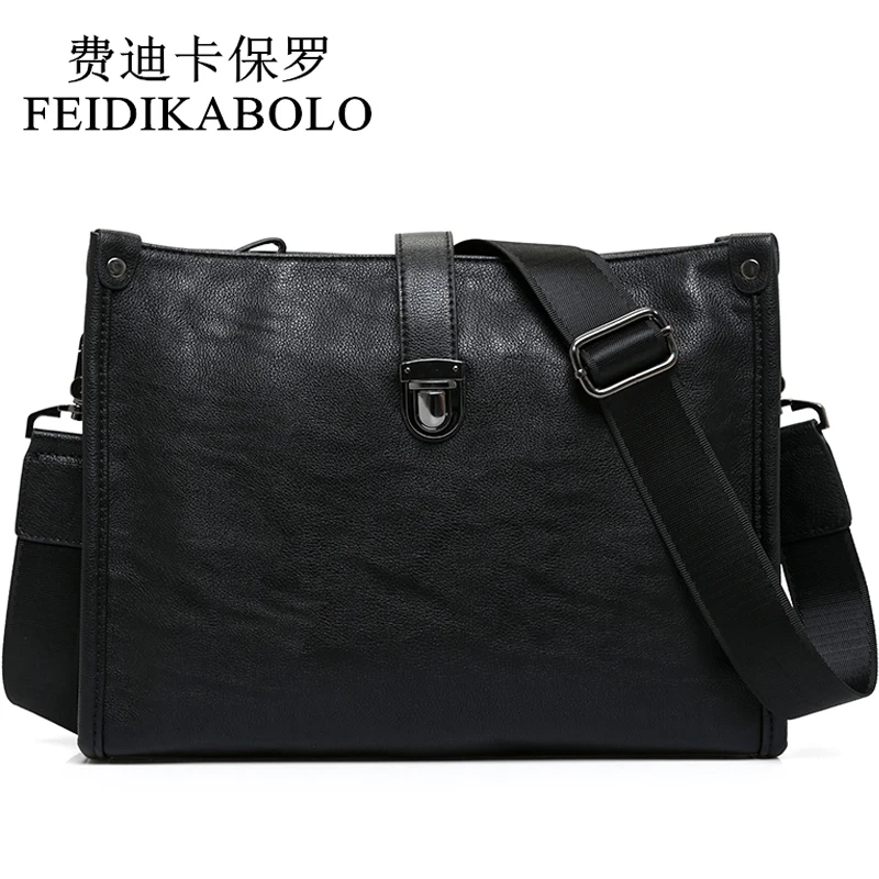 FEIDIKABOLO, новинка, черная кожаная сумка-мессенджер, мужская сумка через плечо, сумки через плечо, роскошная деловая сумка-конверт, мужская сумка-портфель